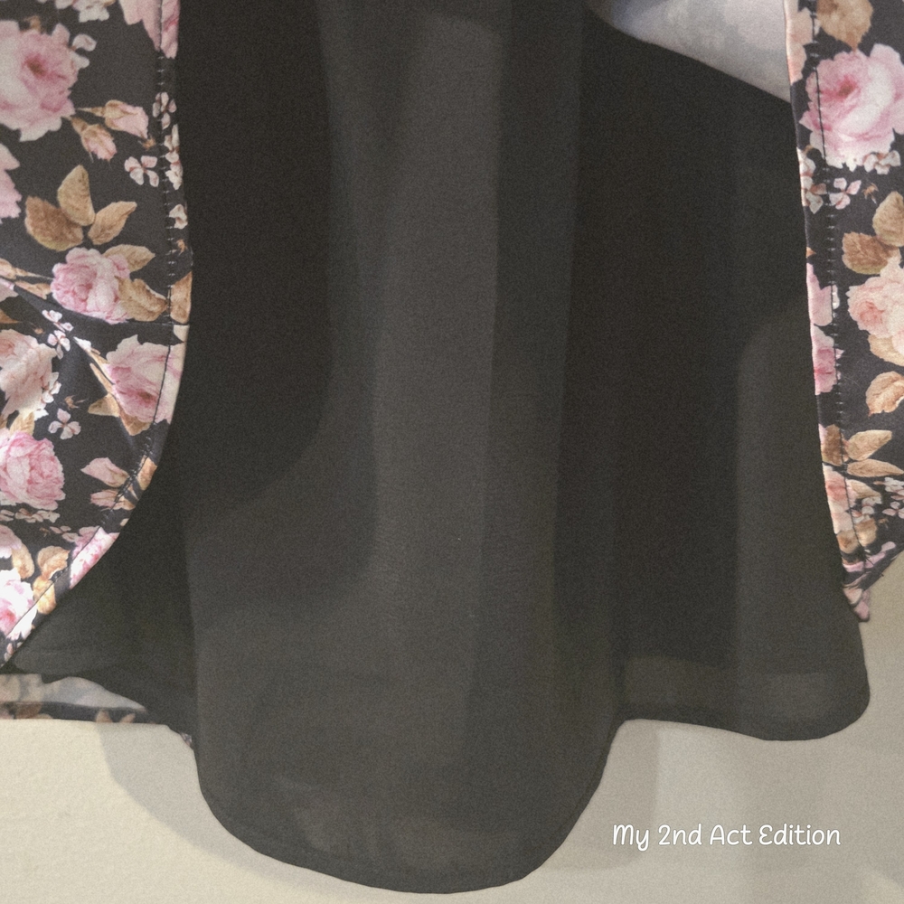 For Love & Lemons Black Floral Satin Mini Dress Open Back Pleated Bust Size XS - Picture 5 of 7